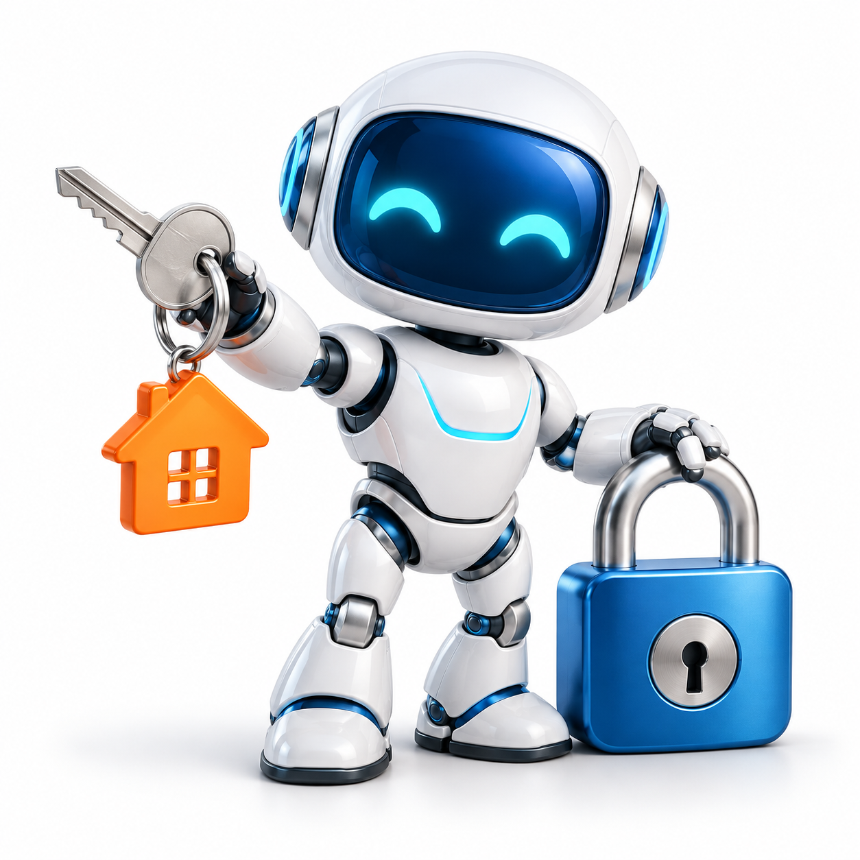 Robot con una llave y un candado